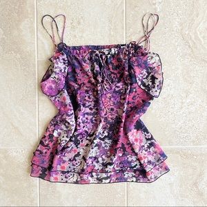 Abstract Floral Sleeveless Blouse